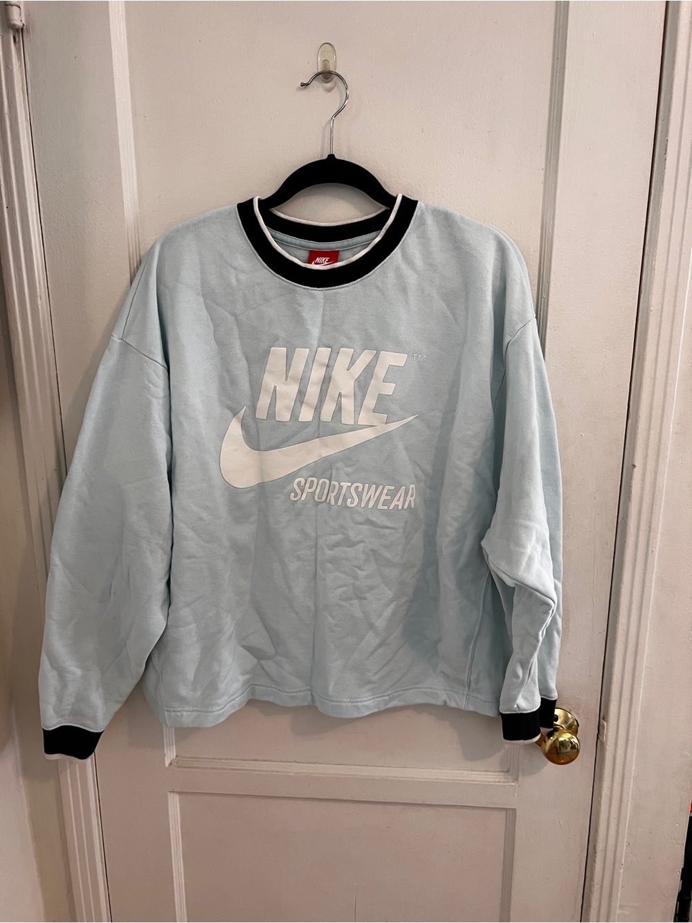 Nike Light Blue Crewneck Sweatshirt with Black Trim